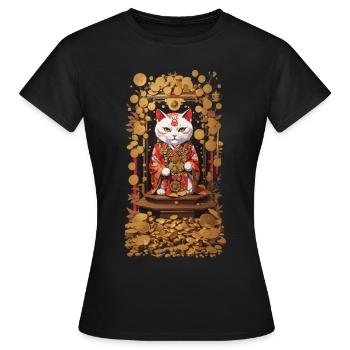Esthétique Chat porte-bonheur Japon Chat porte-bonheur - T-shirt Femme - noir - Devant - AI Model Female 172 dark (172cm)