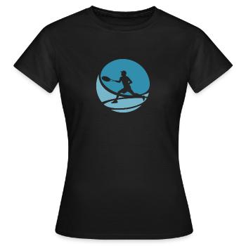 Tennisschläger Tennisspieler Tennisplatz - Frauen T-Shirt - Schwarz - Vorne - AI Model Female 172 dark (172cm)