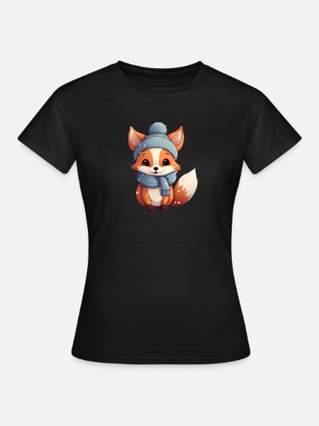 Tiere im Winter Fuchs - Frauen T-Shirt - Schwarz