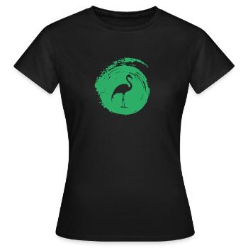 Flamingos Flamingo Flamingos Wasservogel - Frauen T-Shirt - Schwarz - Vorne - AI Model Female 172 dark (172cm)