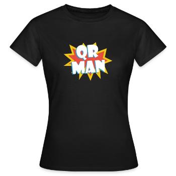 QR MAN pass sanitaire humour cadeau - T-shirt Femme - noir - Devant - AI Model Female 172 dark (172cm)