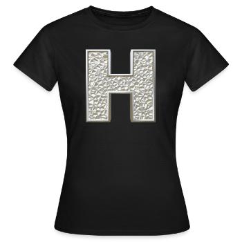 H, letter, letter H, initial, initial H, monogram, - Women's T-Shirt - black - Front - AI Model Female 172 dark (172cm)