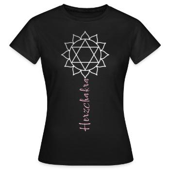 Chakra, Fleur, Chakra Du Coeur, Symbole - T-shirt Femme - noir - Devant - AI Model Female 172 dark (172cm)