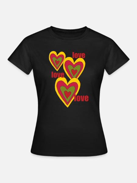 herzen love love love - Frauen T-Shirt - Schwarz