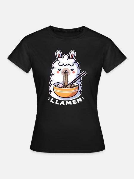 Llamen Ramen Lama - Frauen T-Shirt - Schwarz