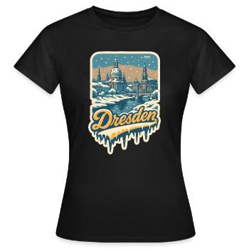 Wintry Dresden – Old Town in the Snow - Women's T-Shirt - black - Front - AI Model Female 172 dark (172cm)