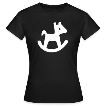 Schaukelpferd-Silhouette - Frauen T-Shirt - Schwarz - Vorne - AI Model Female 172 dark (172cm)