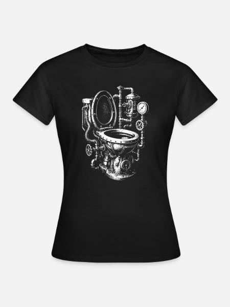 Steampunk-Toilettenmotor - Frauen T-Shirt - Schwarz