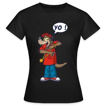 Loup rappeur - T-shirt Femme - noir - Devant - AI Model Female 172 dark (172cm)