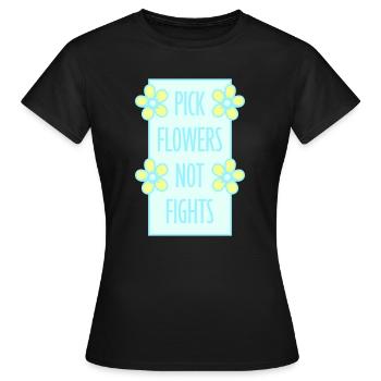 Cueillez des fleurs, pas des disputes, fleurs Paix Logo drôle - T-shirt Femme - noir - Devant - AI Model Female 172 dark (172cm)