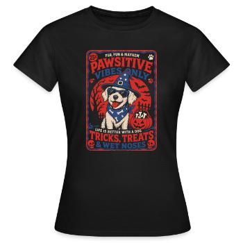 Pawsitive Vibes Halloween Hund - Frauen T-Shirt - Schwarz - Vorne - AI Model Female 172 dark (172cm)