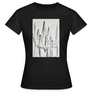 Silhouette de la ville en noir et blanc - T-shirt Femme - noir - Devant - AI Model Female 172 dark (172cm)