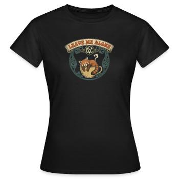 Katze in Vintage-Tasse, lass mich in Ruhe - Frauen T-Shirt - Schwarz - Vorne - AI Model Female 172 dark (172cm)