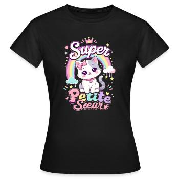 Super Little Sister Cute Cat - Kawaii - Women's T-Shirt - black - Front - AI Model Female 172 dark (172cm)