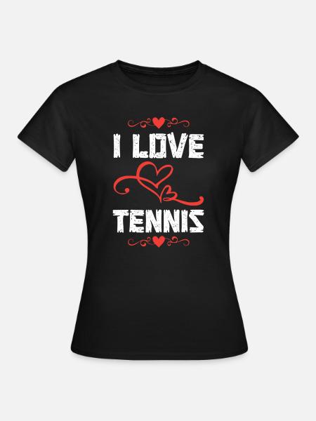 I Love Tennis Herz-Design - Frauen T-Shirt - Schwarz