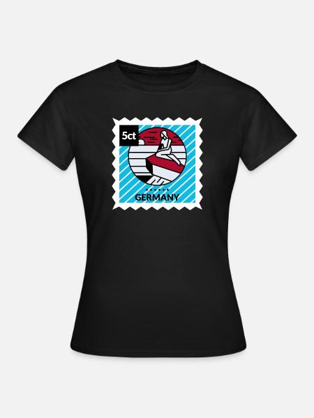 Briefmarken Design Deutschland Heimat Fernweh - Frauen T-Shirt - Schwarz