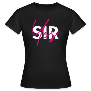 Oui Monsieur! Blanc avec rose - T-shirt Femme - noir - Devant - AI Model Female 172 dark (172cm)