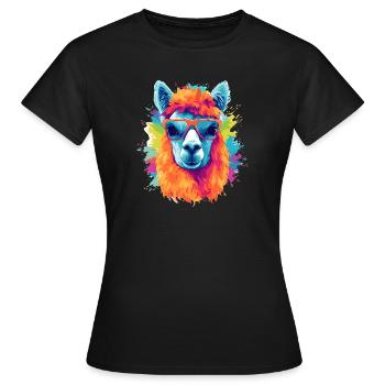 Alpaka in Pop Art - Frauen T-Shirt - Schwarz - Vorne - AI Model Female 172 dark (172cm)