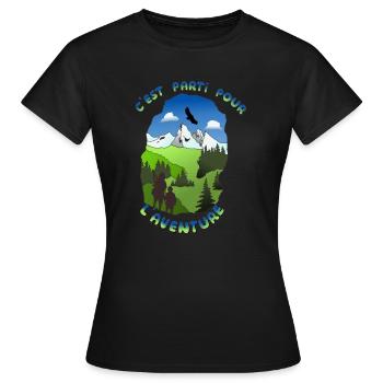 C'est parti pour l'aventure grotte - T-shirt Femme - noir - Devant - AI Model Female 172 dark (172cm)