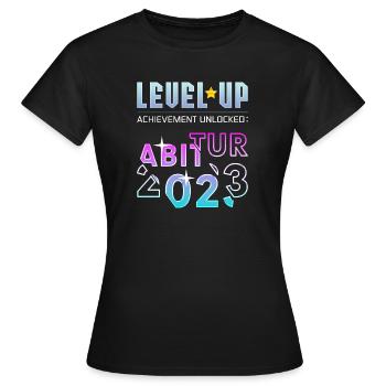 Level Up Abi - Frauen T-Shirt - Schwarz - Vorne - AI Model Female 172 dark (172cm)