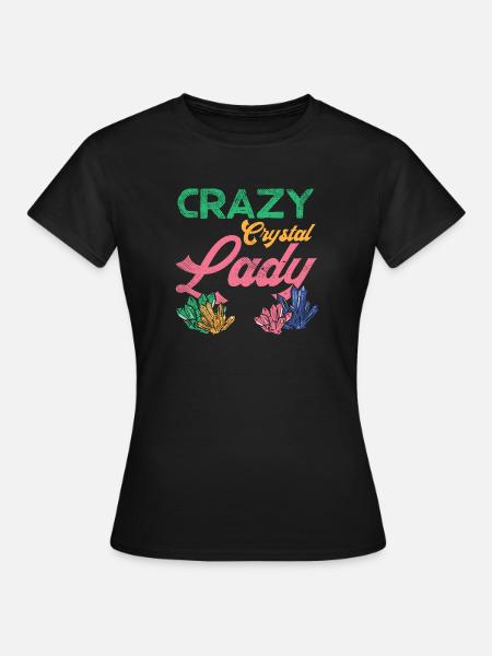 Verrückte Kristall-Dame - Frauen T-Shirt - Schwarz