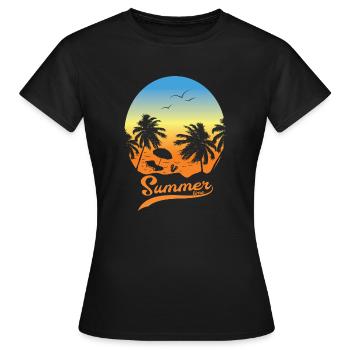 Vacances d'été Vacances d'été sur la plage sous la paume - T-shirt Femme - noir - Devant - AI Model Female 172 dark (172cm)
