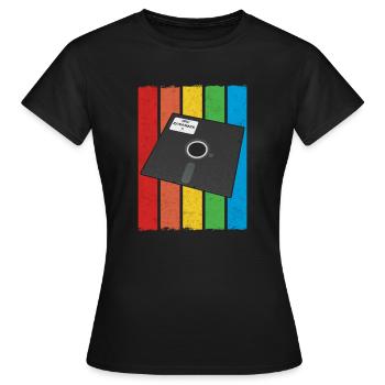 Retro computer disk - Women's T-Shirt - black - Front - AI Model Female 172 dark (172cm)