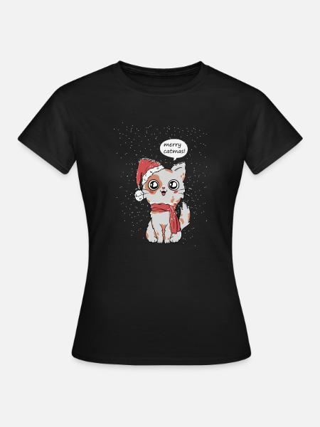 Katzen Weihnachten - Frauen T-Shirt - Schwarz