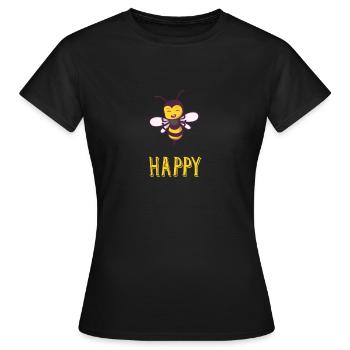 bee happy happy bee that is happy gift - Women's T-Shirt - black - Front - AI Model Female 172 dark (172cm)