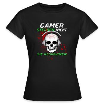Gamer sterben nicht Sie Respawnen - Frauen T-Shirt - Schwarz - Vorne - AI Model Female 172 dark (172cm)