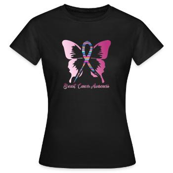 Brustkrebs Schmetterling - Frauen T-Shirt - Schwarz - Vorne - AI Model Female 172 dark (172cm)
