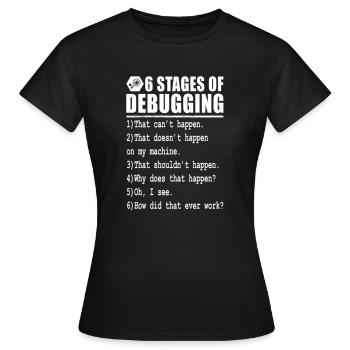 Déboguer 6 étapes de débogage - T-shirt Femme - noir - Devant - AI Model Female 172 dark (172cm)