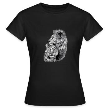 lion et lionne - T-shirt Femme - noir - Devant - AI Model Female 172 dark (172cm)