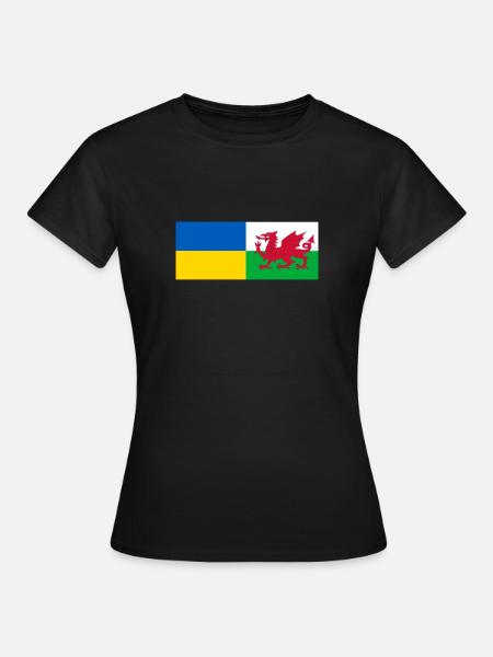 wales Ukraine - Frauen T-Shirt - Schwarz