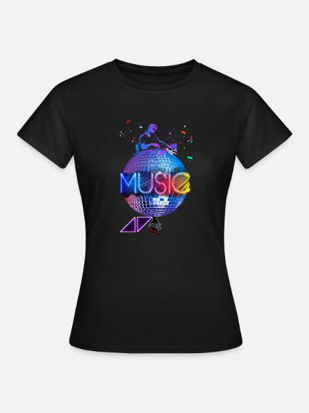 Musique DJ, musique, disco, leds. - T-shirt Femme - noir