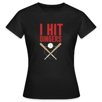 I Hit Dingers Baseball - Women's T-Shirt - black - Front - AI Model Female 172 dark (172cm)