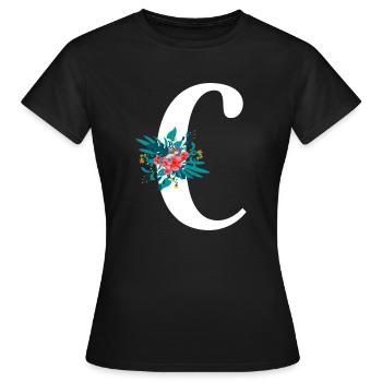 lettre C fleuris - T-shirt Femme - noir - Devant - AI Model Female 172 dark (172cm)