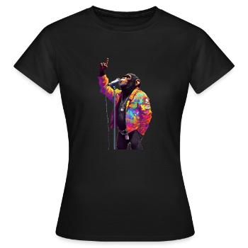 Singender Affe mit Mikrofon - Frauen T-Shirt - Schwarz - Vorne - AI Model Female 172 dark (172cm)