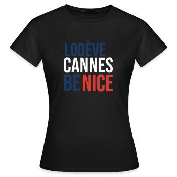 Lodève T-Shirt Souvenir Lodève - T-shirt Femme - noir - Devant - AI Model Female 172 dark (172cm)