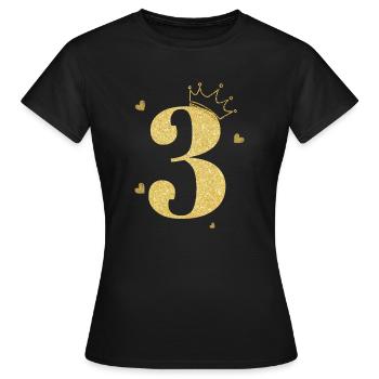 Goldene Krone zum 3. Jahrestag - Frauen T-Shirt - Schwarz - Vorne - AI Model Female 172 dark (172cm)