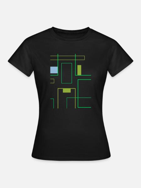 Quadrate und Linien in trendigem minimalistischem Grün - Frauen T-Shirt - Schwarz