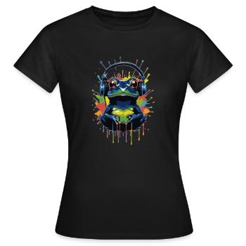 Frog Headset - Frauen T-Shirt - Schwarz - Vorne - AI Model Female 172 dark (172cm)