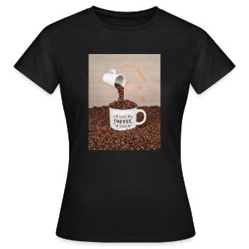 A cup of coffee - Women's T-Shirt - black - Front - AI Model Female 172 dark (172cm)