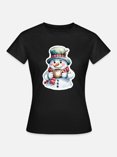 Schneemann - Frauen T-Shirt - Schwarz