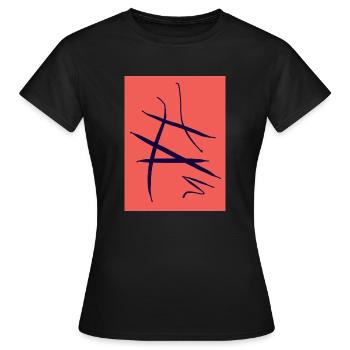 Abstraction africaine indigène en bleu rouge - T-shirt Femme - noir - Devant - AI Model Female 172 dark (172cm)