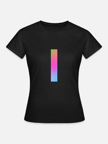 Regenbogenstreifen durch die Mitte - Frauen T-Shirt - Schwarz