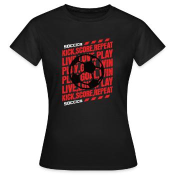 Words of Soccer - Women's T-Shirt - black - Front - AI Model Female 172 dark (172cm)