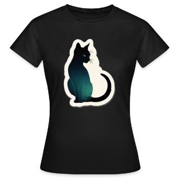 Katze Silhouette - Frauen T-Shirt - Schwarz - Vorne - AI Model Female 172 dark (172cm)