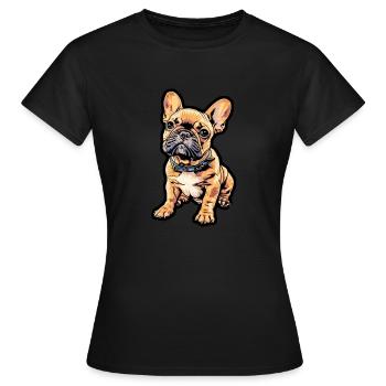 Small French Bulldog - Women's T-Shirt - black - Front - AI Model Female 172 dark (172cm)