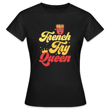 Her Majesty of Crispy Fries: French Fry Queen - Women's T-Shirt - black - Front - AI Model Female 172 dark (172cm)